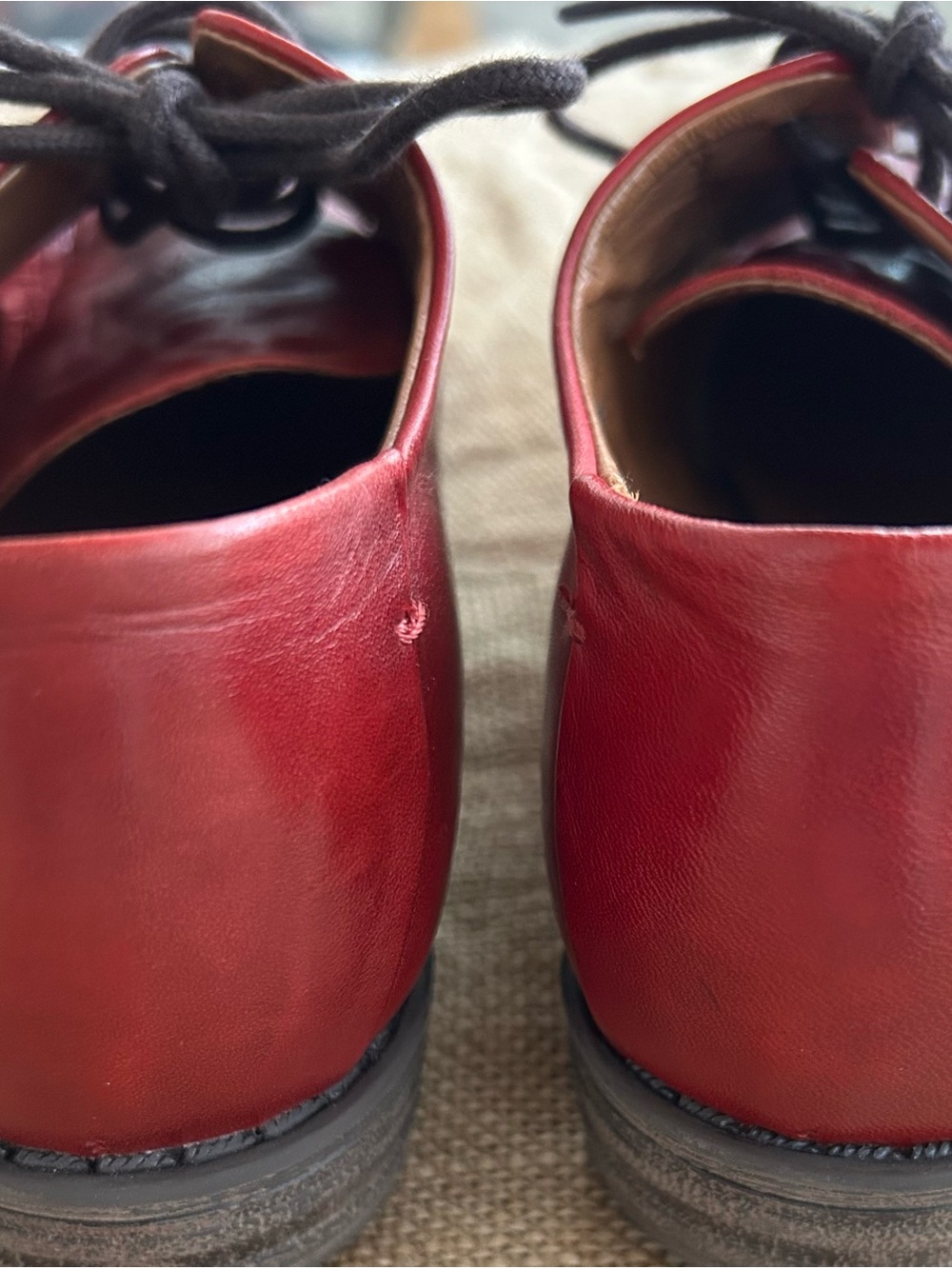 Miz Mooz Burgundy Leather Lace-Up Oxfords Size 7.5 - Picture 3 of 5